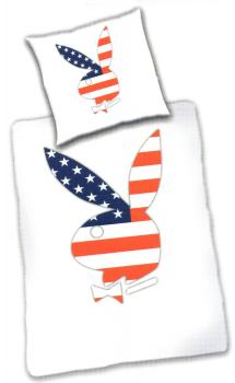 Bettwäsche Playboy Bunny Amerika - Fahne USA - 135 x 200 cm - Mikrofaser